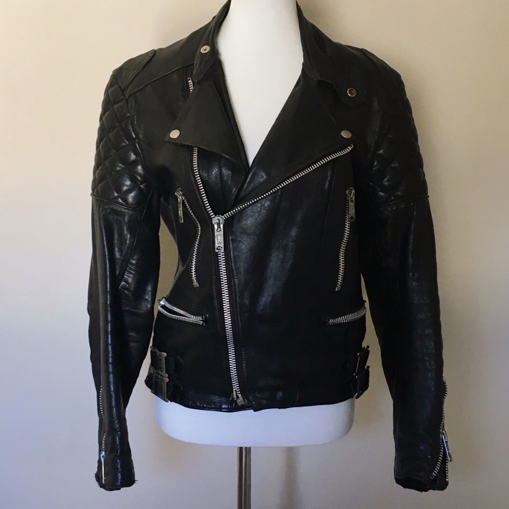 Vintage Black Leather Motorcycle Jacket